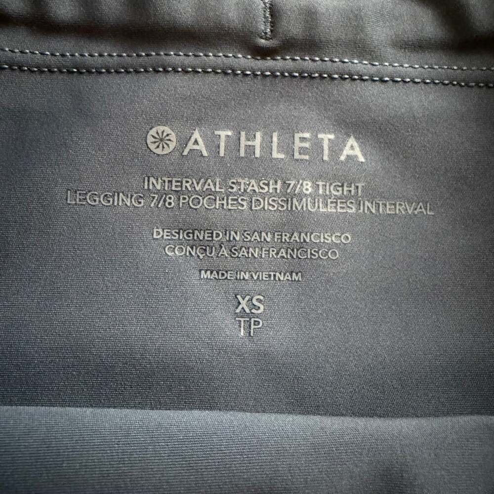 Athleta Interval Stash 7/8 Tight Leggings - Grey - Side Pockets - Size XSmall - Picture 2 of 6